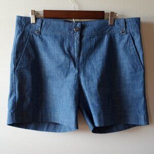 'ISSAC MIZRAHI' Chambray Shorts Size 14 Pockets EUC